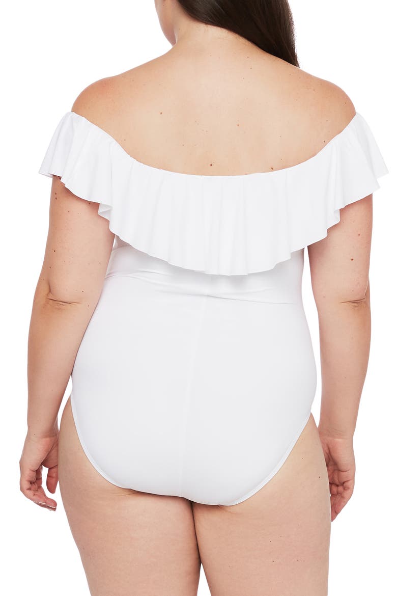 Off the Shoulder One-Piece Swimsuit, Alternate, color, WHITE