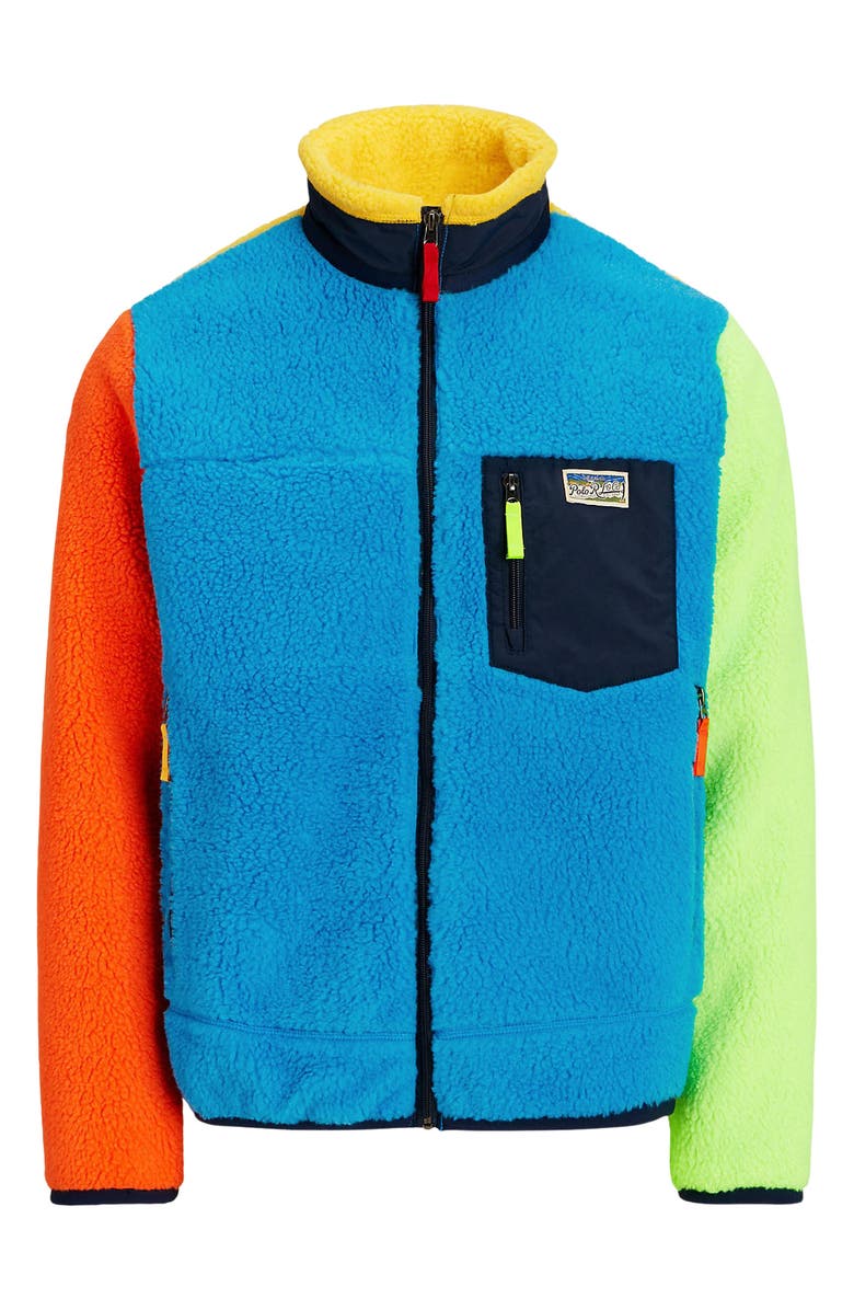 Polo Ralph Lauren Colorblock High Pile Fleece Zip Jacket, Alternate, color, 