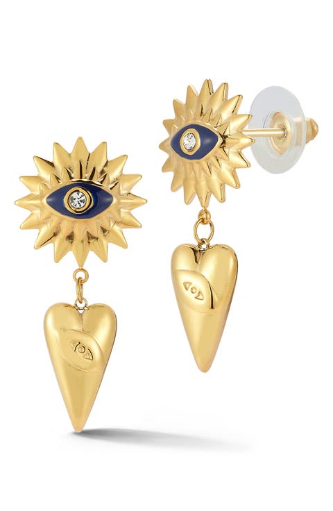 Evil Eye Heart Drop Earrings