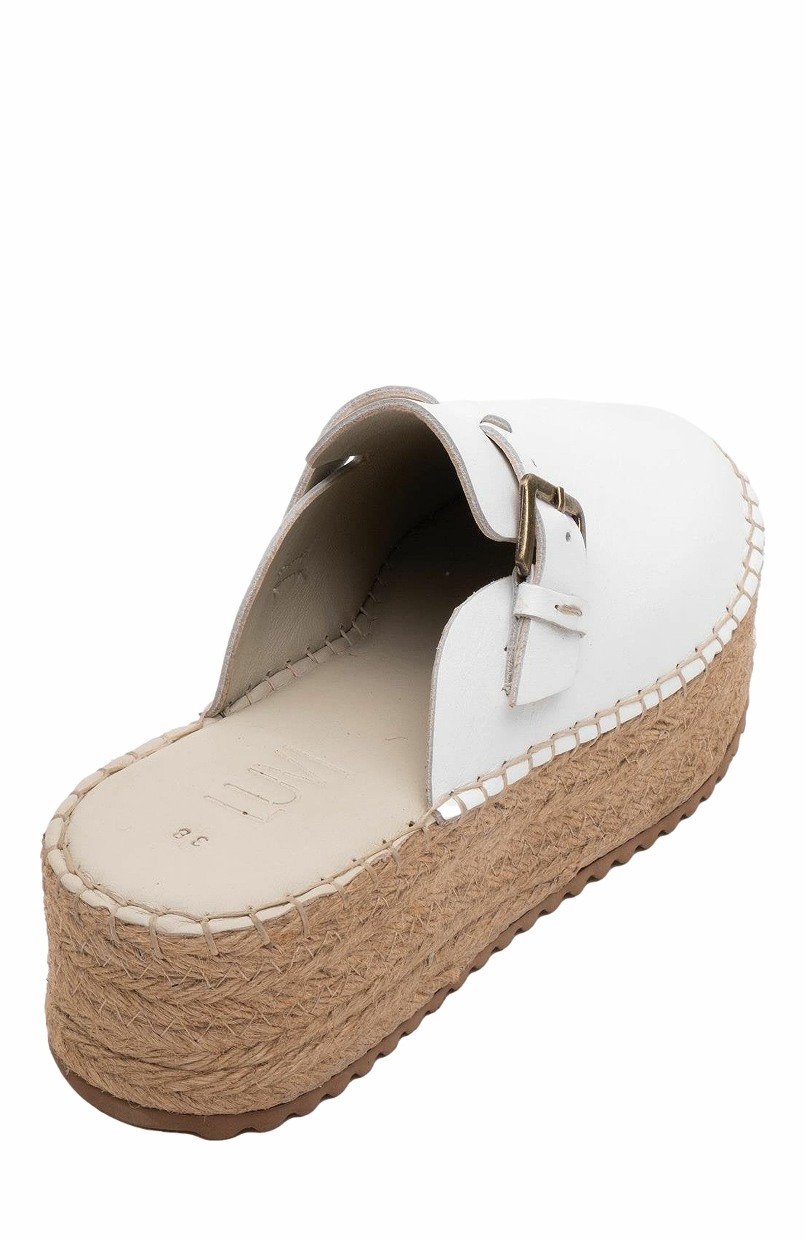 Forever & Always Shoes Novas Leather Platform Espadrille Mule, Alternate, color, White Leather