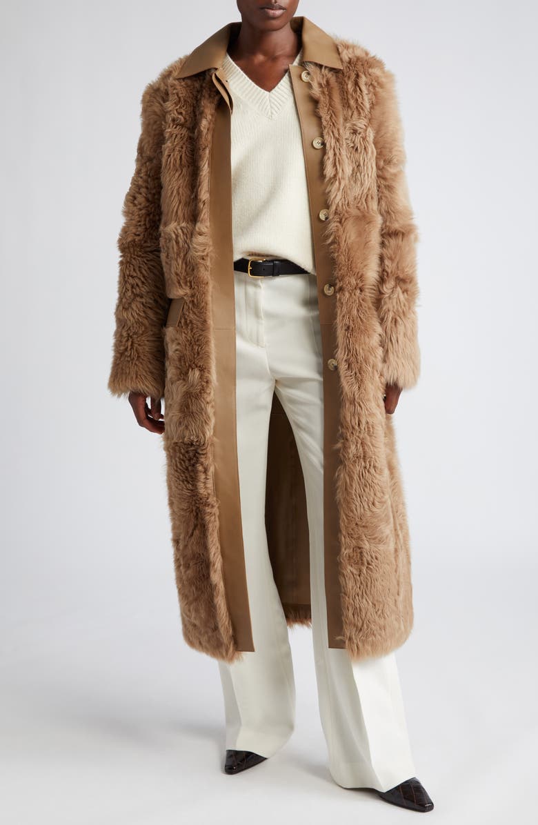 TOTEME Curly Genuine Shearling Coat, Main, color,