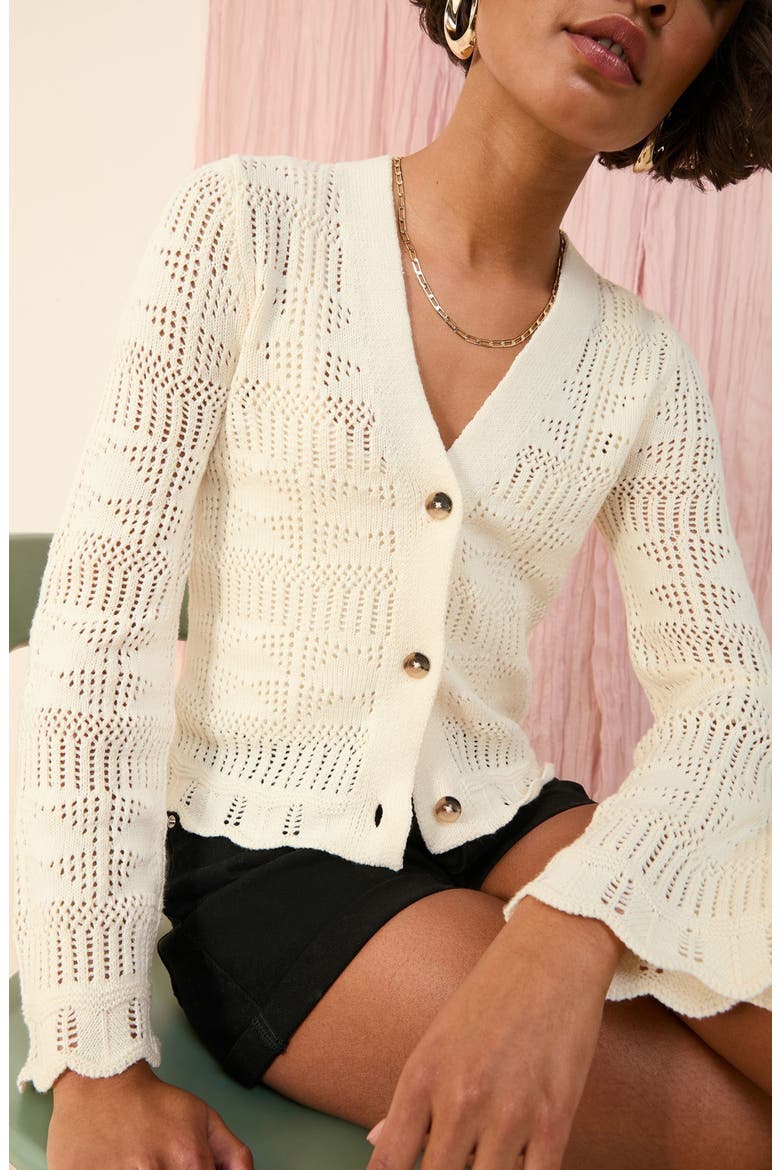 Open Stitch Cardigan, Alternate, color, CREAM