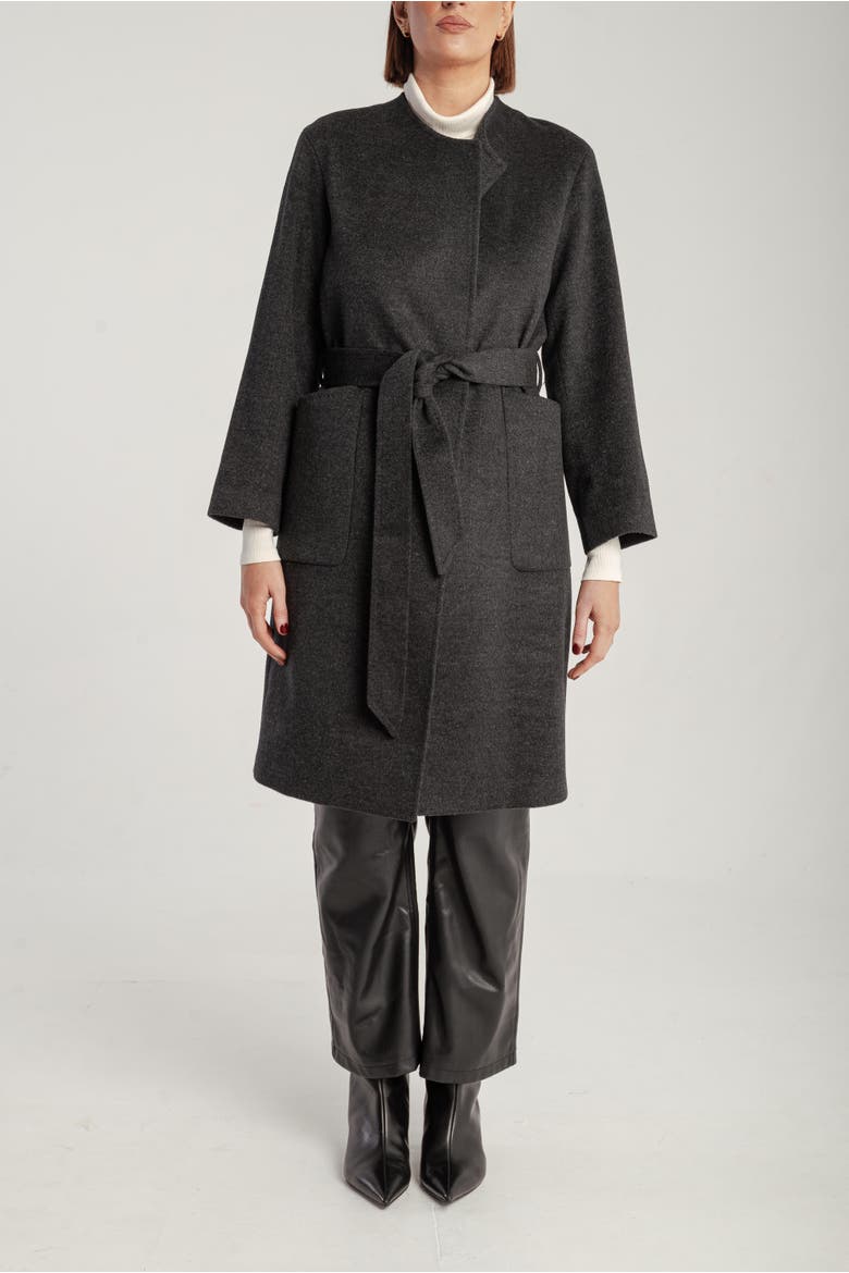 Cashmere Belted Lapel Coat, Main, color, Mid Grey