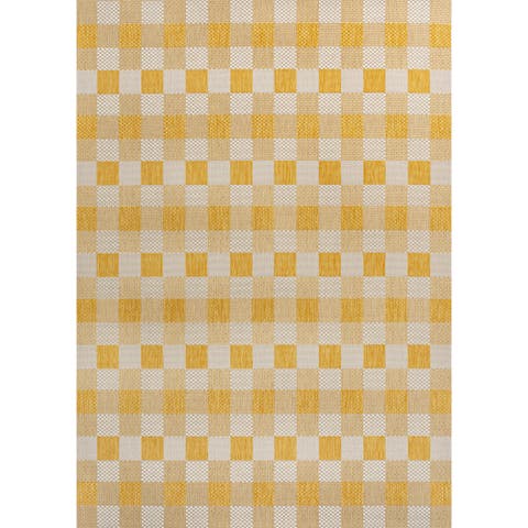 Darcy Traditional Geometric Bold Gingham Indoor/Outdoor Area Rug