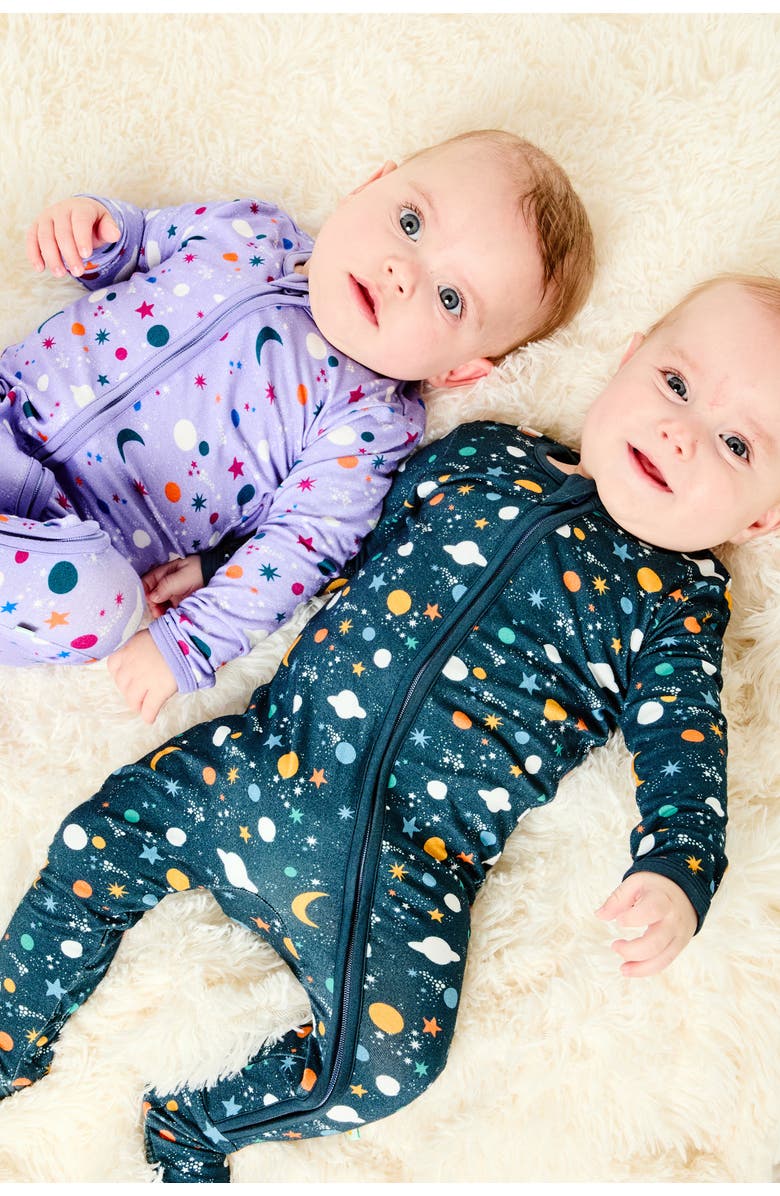 Clover Baby & Kids Soft & Stretchy Zipper Footie - Luna Lavender, Alternate, color, Luna Lavender