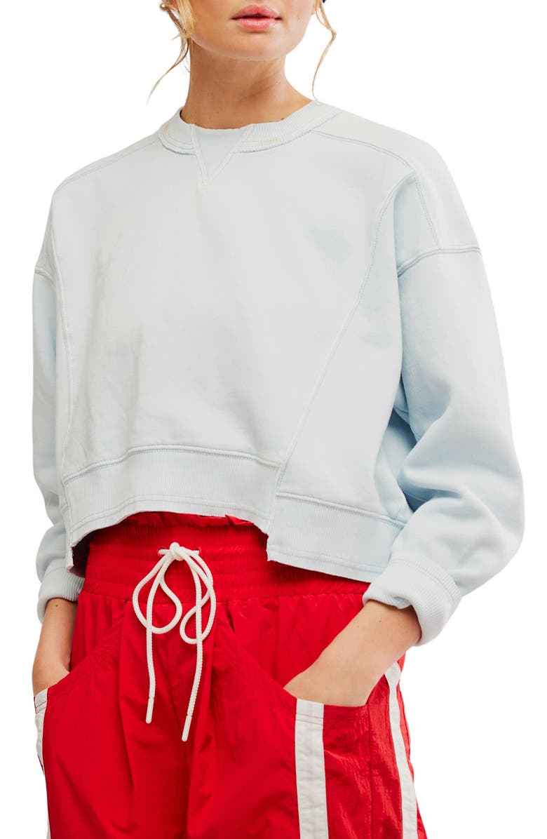 Free People FP Movement Intercept Cotton Blend Sweatshirt, Main, color, Arctic Snow