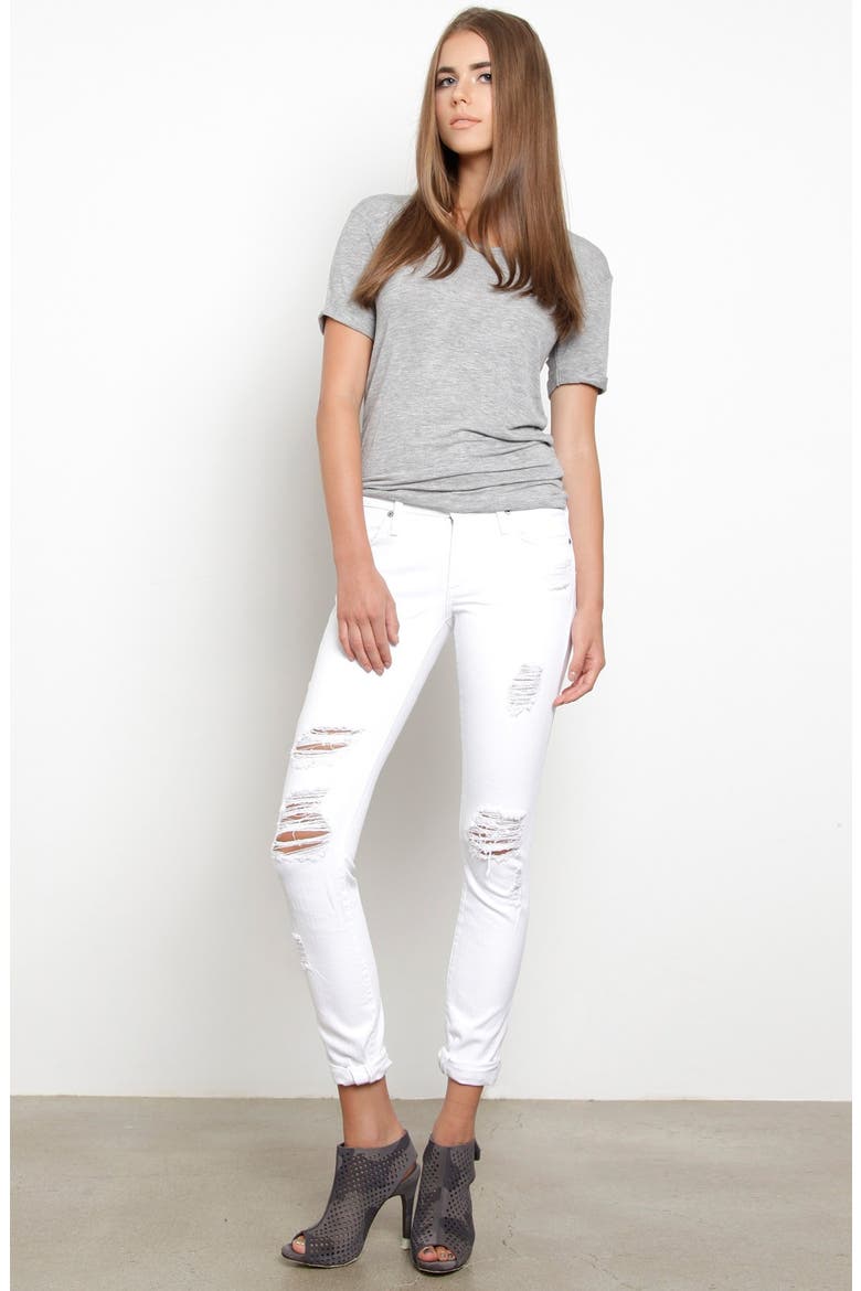 'Neo Beau' Stretch Boyfriend Jeans, Alternate, color, DESTROYED WHITE