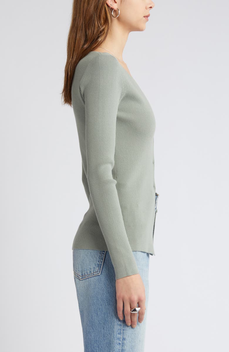 Open Edit Luxe Sculpt Cardigan, Alternate, color, Green Halo