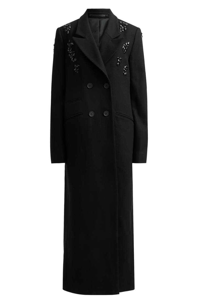 AllSaints Ellen Embellished Wool Blend Coat, Alternate, color,