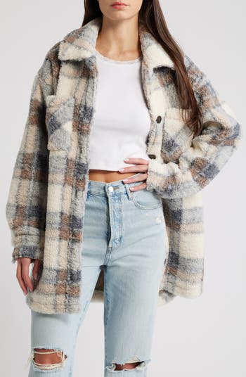 Plaid Fleece Shirt Jacket