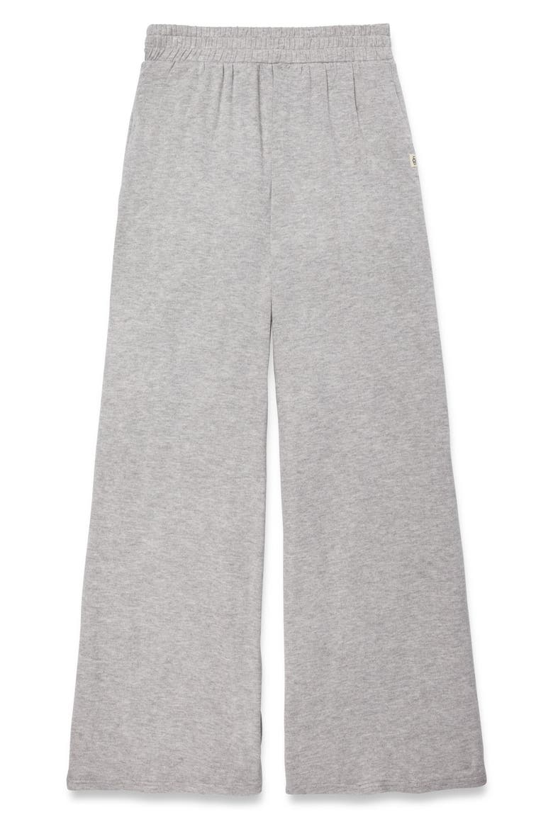 Holsey Peached Knit Wide Leg Lounge Pants, Alternate, color, GREY HEATHER