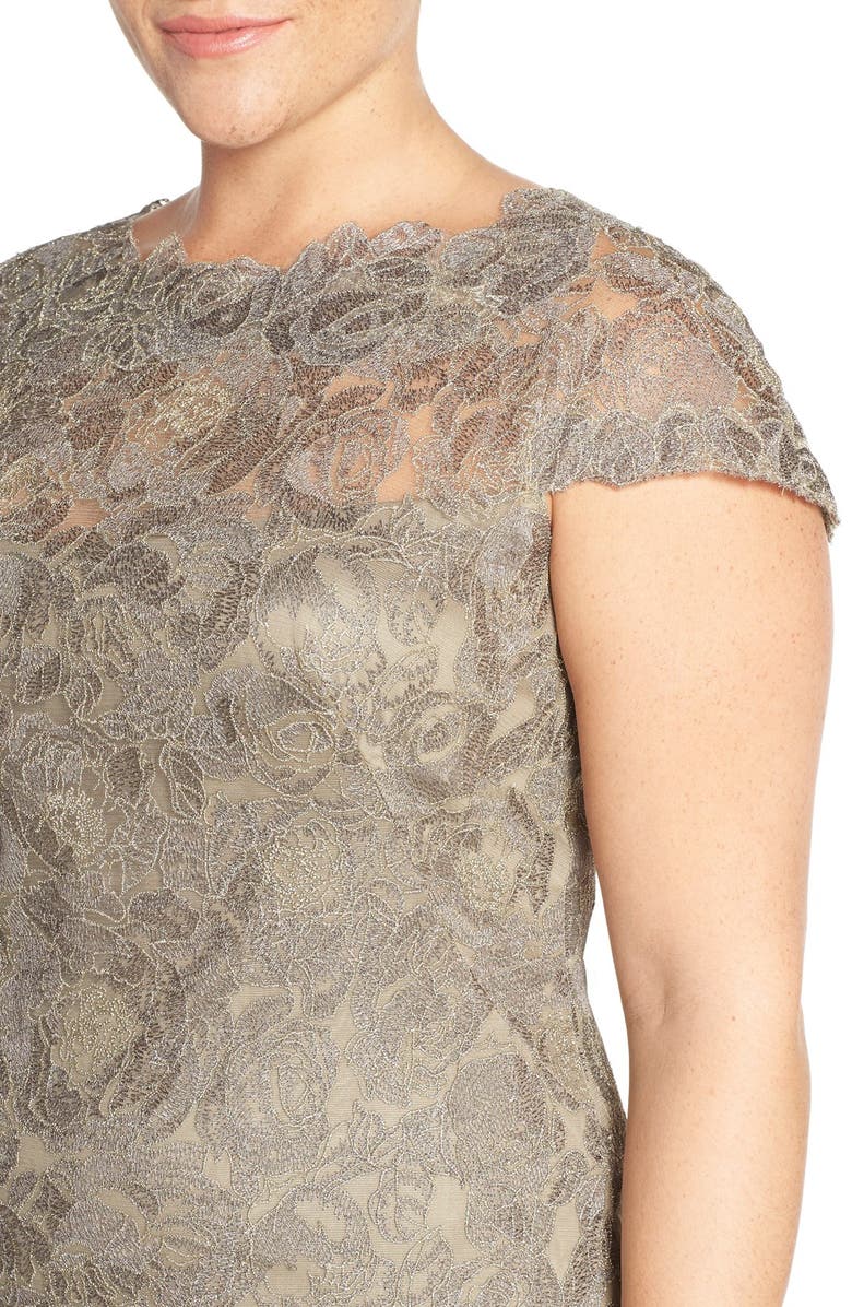 Tadashi Shoji Rose Embroidered Lace Sheath Dress, Alternate, color,