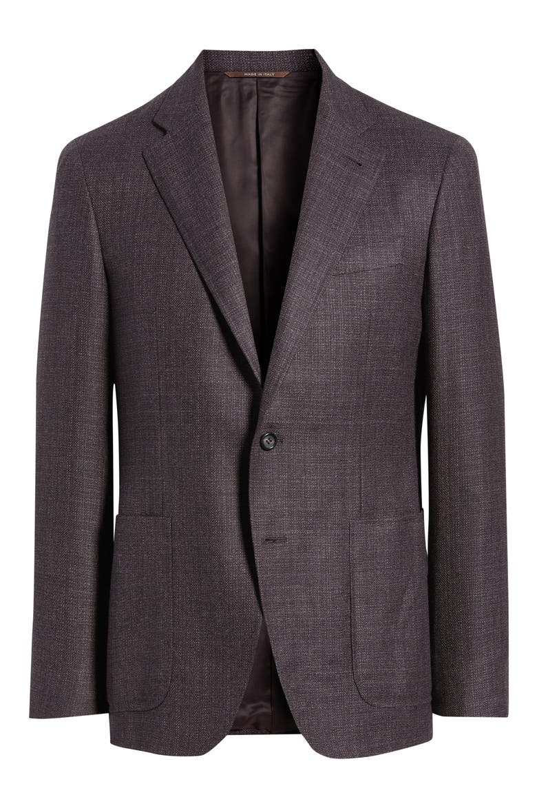 Kei Trim Fit Solid Wool Sport Coat, Alternate, color, DARK RED