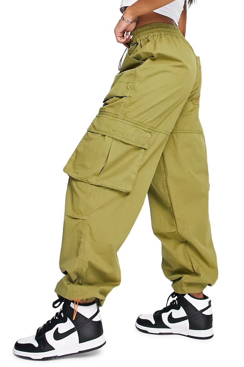 Balloon Leg Cotton Cargo Pants, Alternate, color, KHAKI