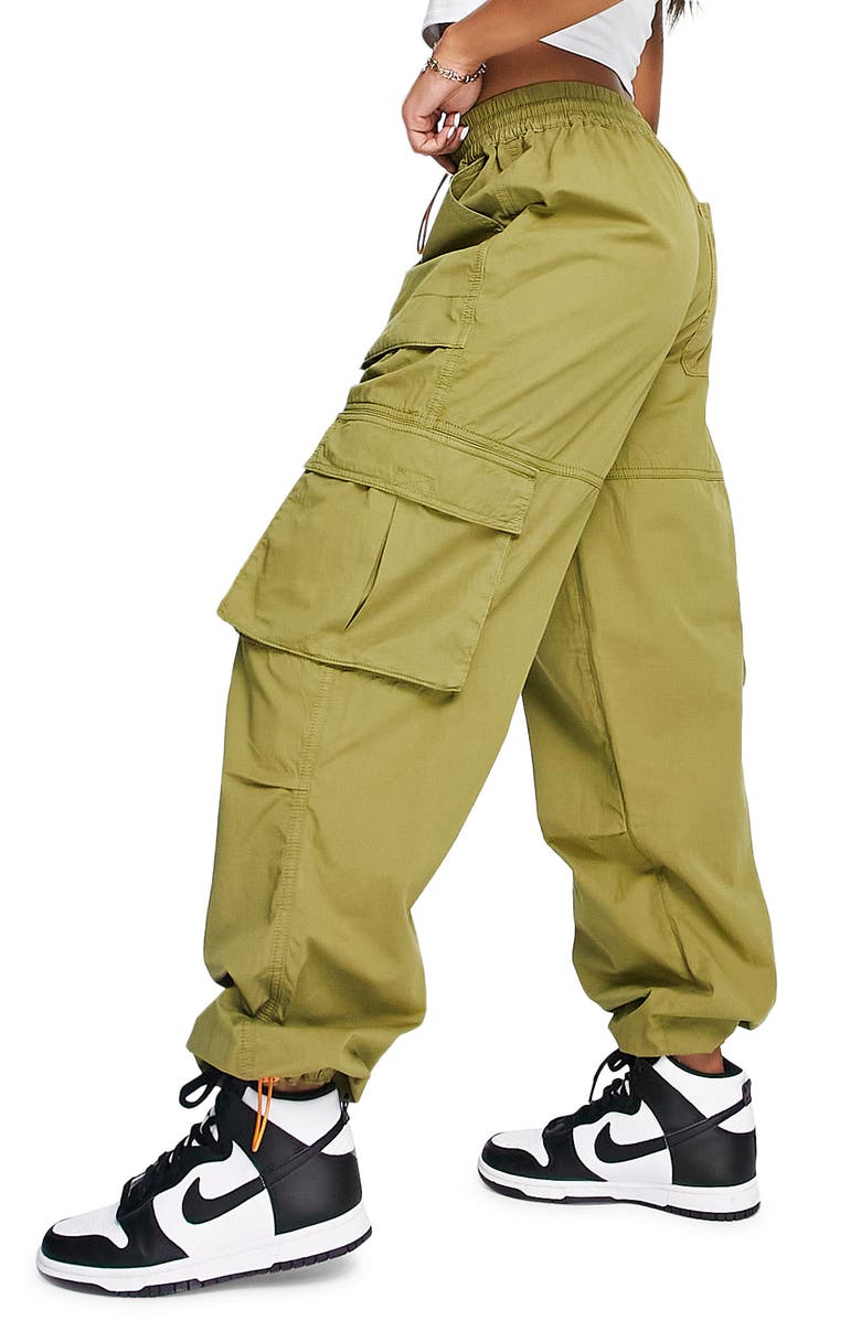 Topshop Balloon Leg Cotton Cargo Pants, Alternate, color,