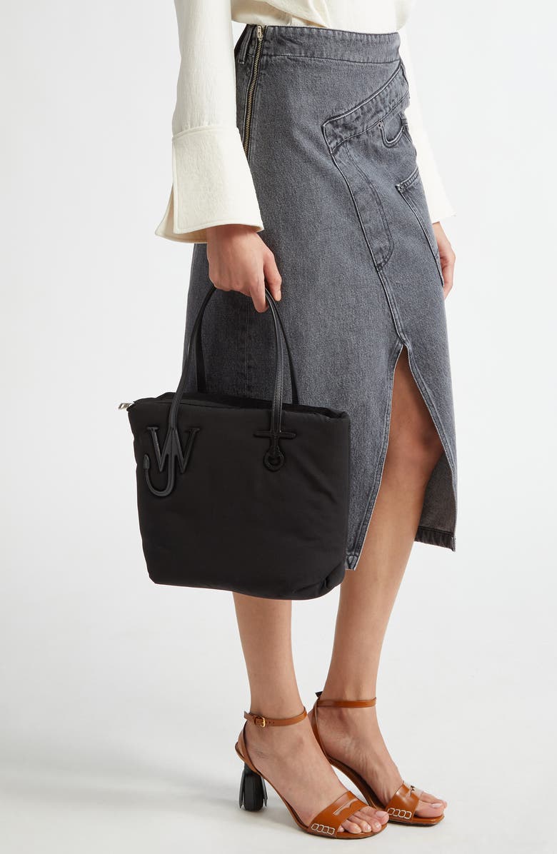 JW Anderson Small Anchor Puffy Canvas Tote, Alternate, color, Black