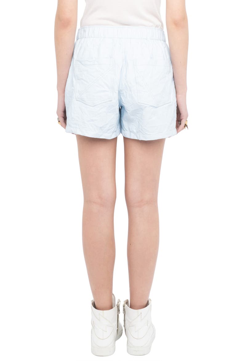 Pax Crumpled Leather Shorts, Alternate, color, BABY BLUE