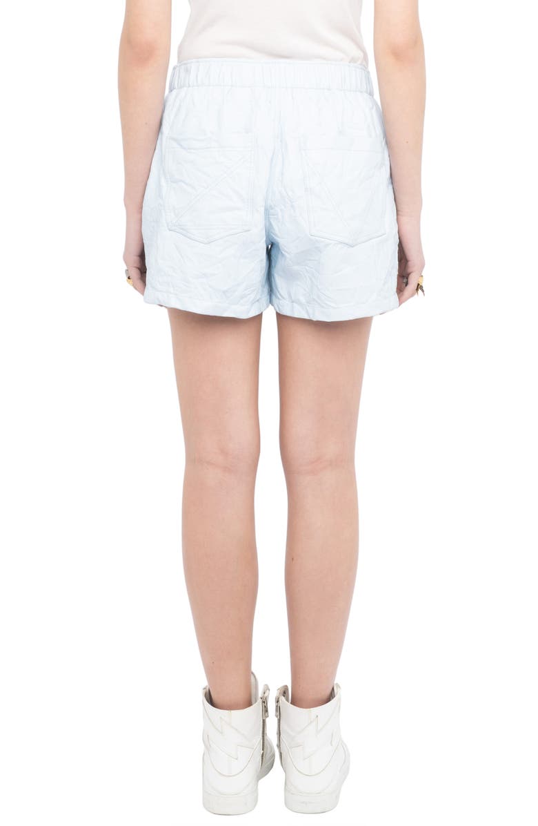 Zadig & Voltaire Pax Crumpled Leather Shorts, Alternate, color, Baby Blue