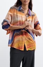 Desigual Long Sleeve Abstract Button-Up Shirt