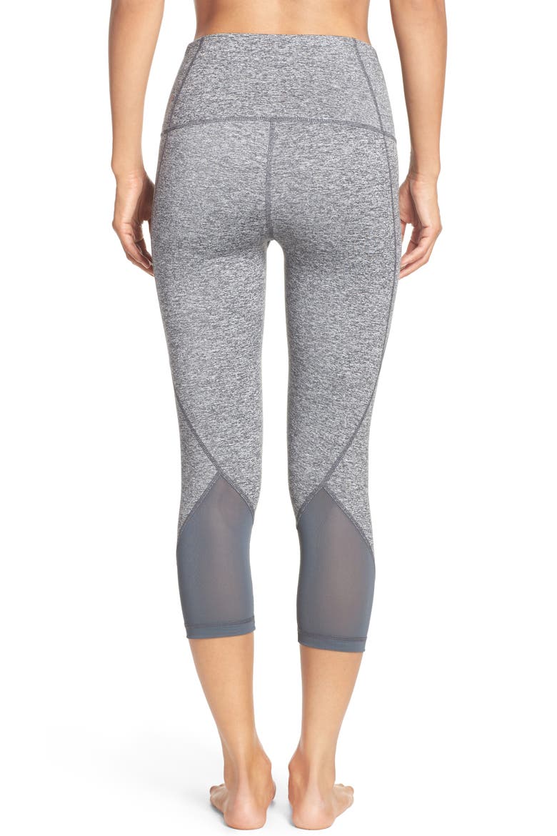 'Hatha' High Waist Crop Leggings, Alternate, color, GREY GRAPHITE MELANGE