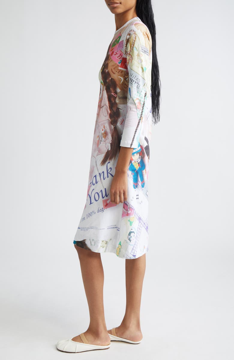 Ashley Williams Treasures Print Long Sleeve Jersey A-Line Dress, Alternate, color, White Multi