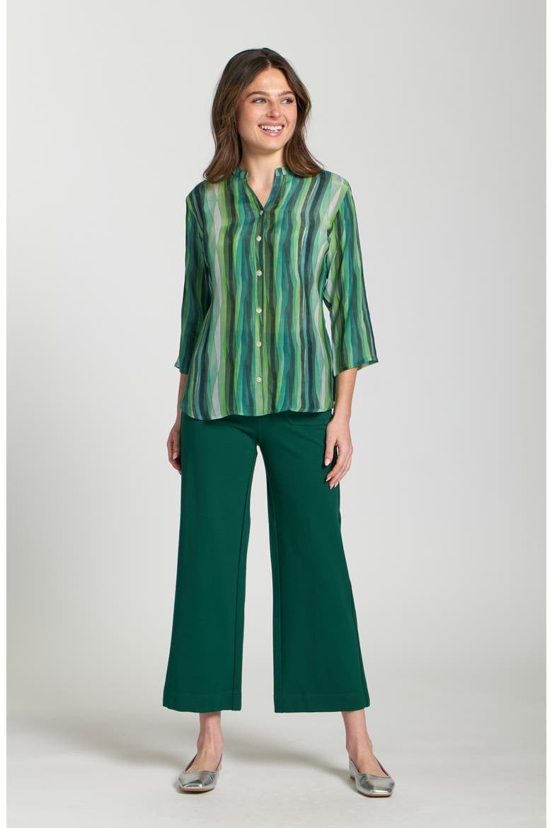 Abstract Print Button-Up Shirt, Alternate, color, FOREST GREEN