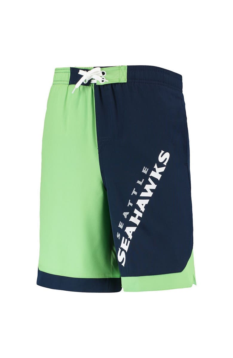 Outerstuff Youth Neon Green/College Navy Seattle Seahawks Conch Bay Board Shorts, Alternate, color,