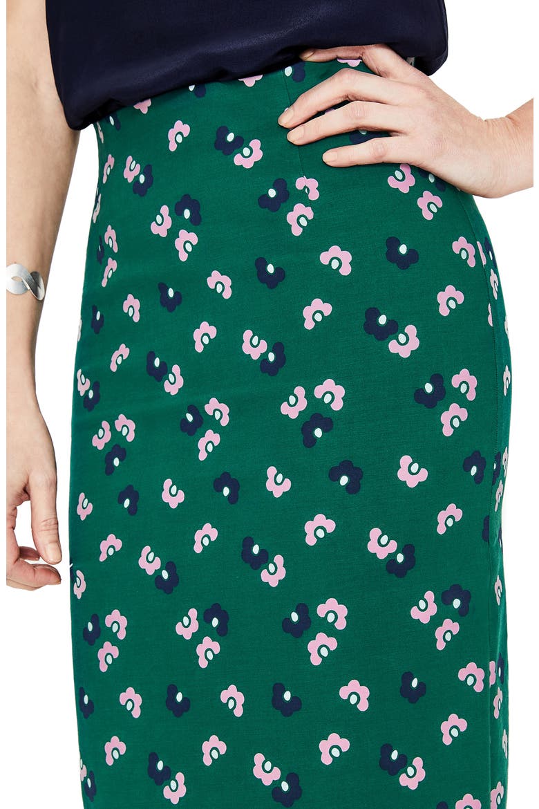 Richmond Stretch Cotton Pencil Skirt, Alternate, color, WOODLAND GREEN DAISY CLOUD