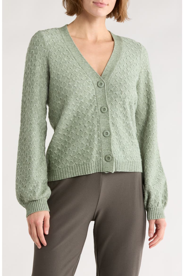 Bow Cable Knit Cardigan, Main, color, EUCALYPTUS