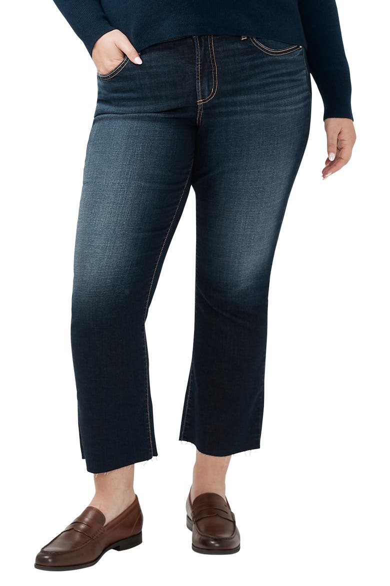 Suki Curvy Raw Hem Mid Rise Kick Flare Jeans, Main, color, INDIGO