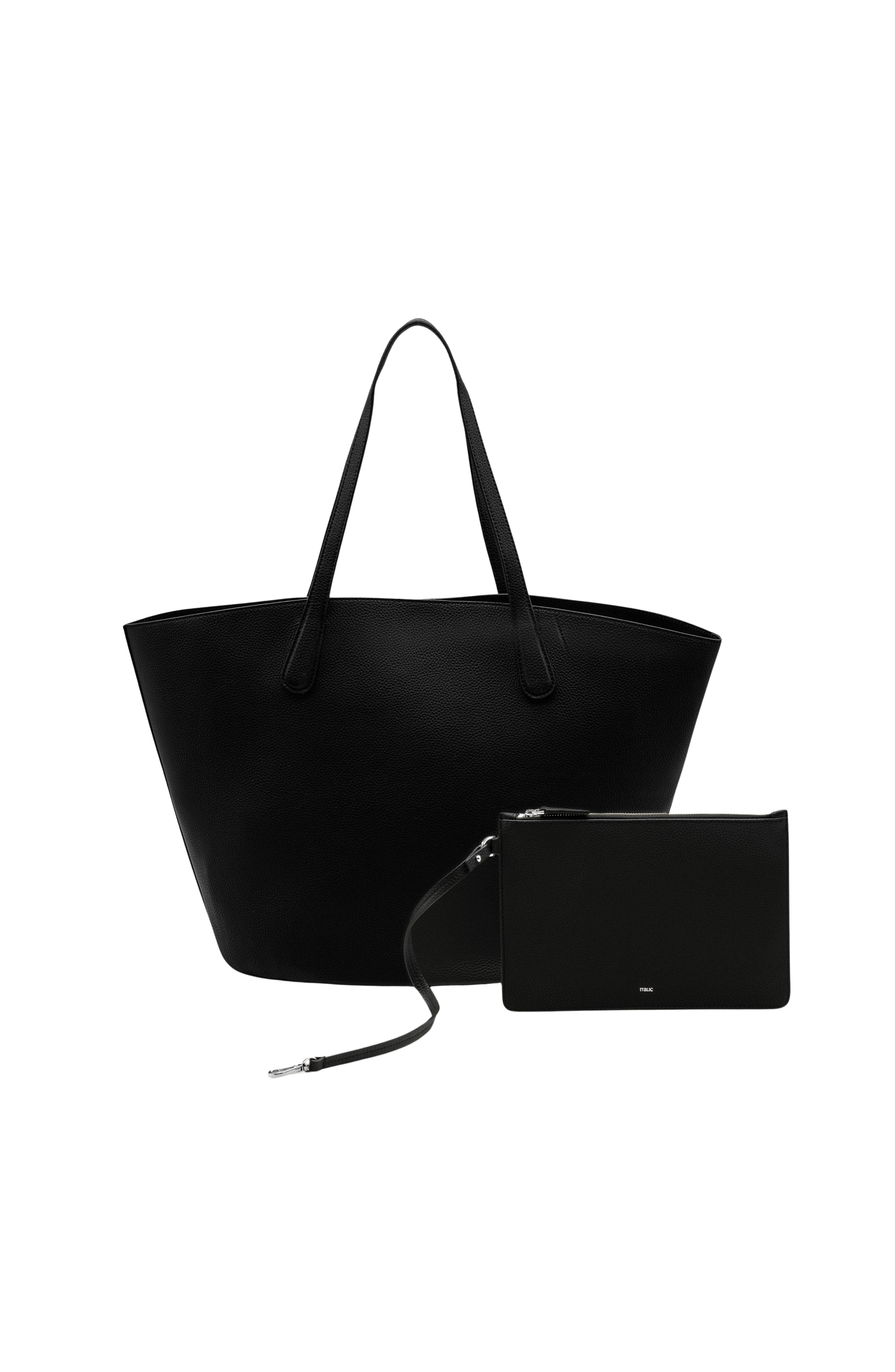 Italic Sienna Leather Tote and Albee Leather Card Holder Bundle, Alternate, color, Black