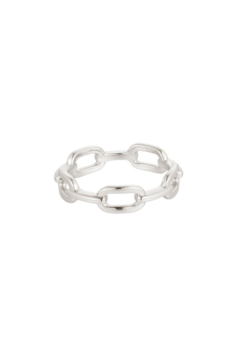 Silver Plated Link Ring, Main, color, SILVER