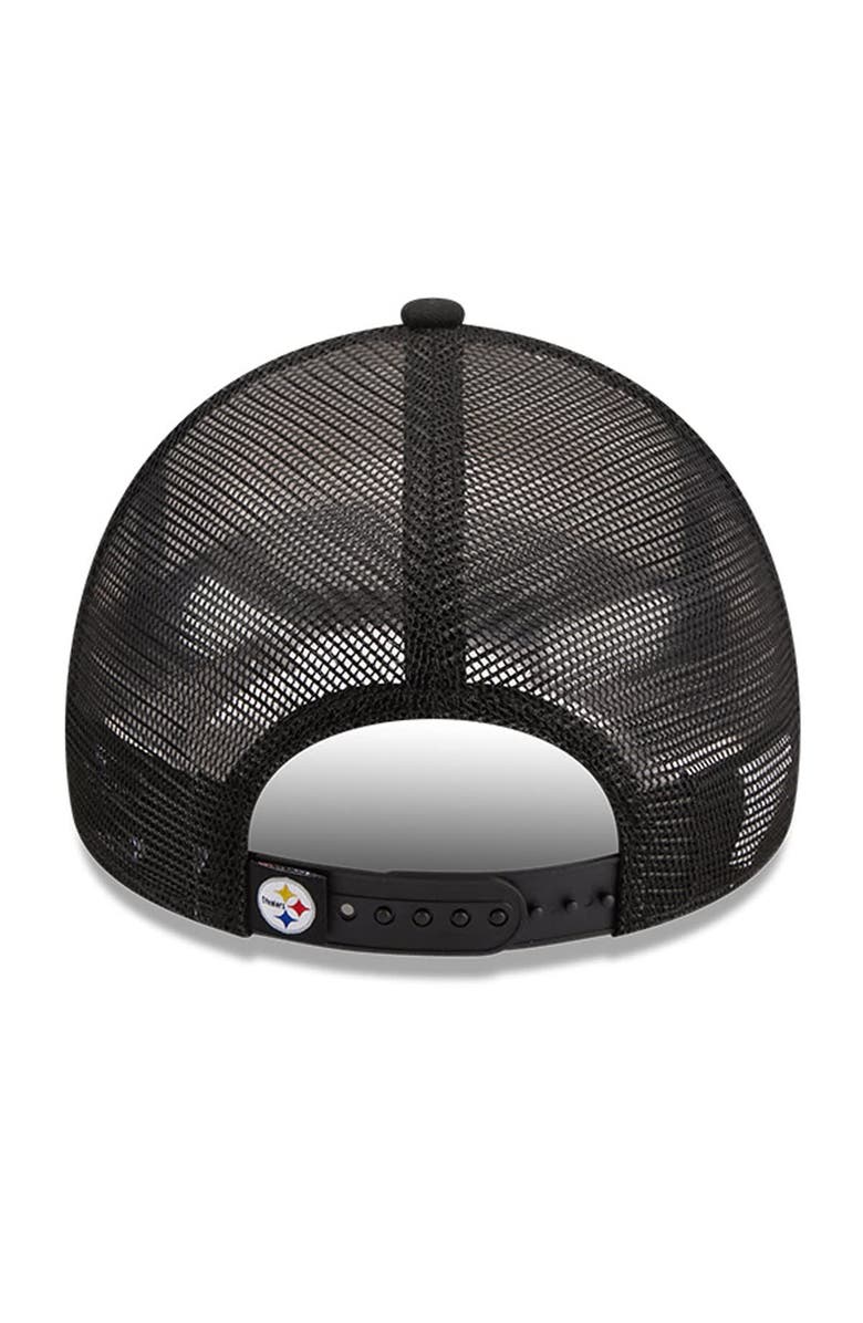 New Era Men's New Era White/Black Pittsburgh Steelers Stacked A-Frame Trucker 9FORTY Adjustable Hat, Alternate, color, 