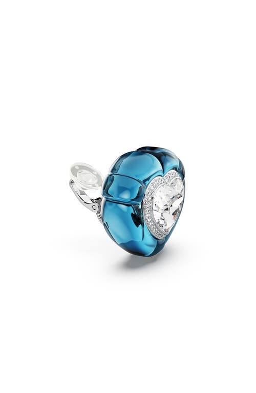 Swarovski Dulcis Heart Cut Clip Earrings In Blue