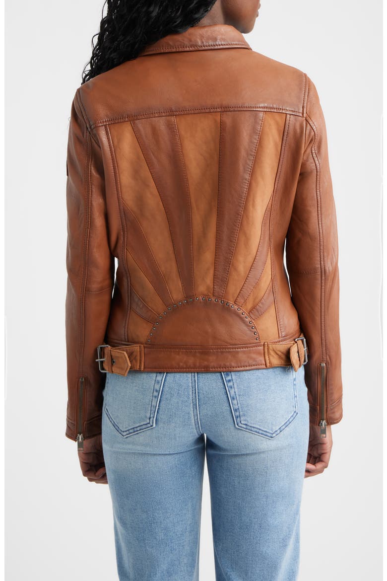 Sunny 2 Leather Jacket, Alternate, color, COGNAC