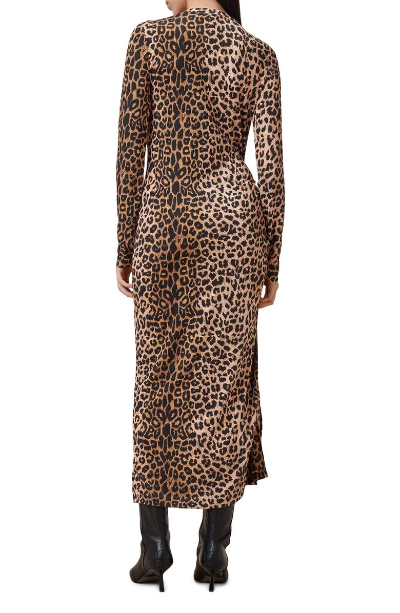 AllSaints Rivi Leopard Print Long Sleeve Midi Dress, Alternate, color,