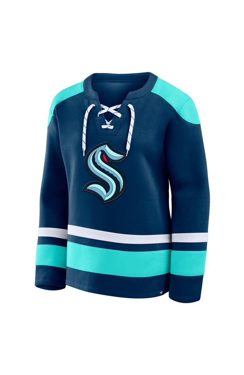 FANATICS Women's Fanatics Deep Sea Blue Seattle Kraken Icing Long Sleeve Lace Up Sweatshirt, Alternate, color, Navy