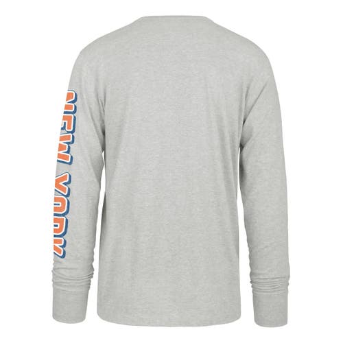 47 Brand '47  Gray New York Mets Big & Tall Distressed Franklin Long Sleeve T-shirt