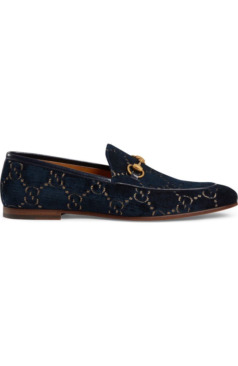 Gucci Jordaan Horsebit GG Velvet Loafer, Alternate, color,
