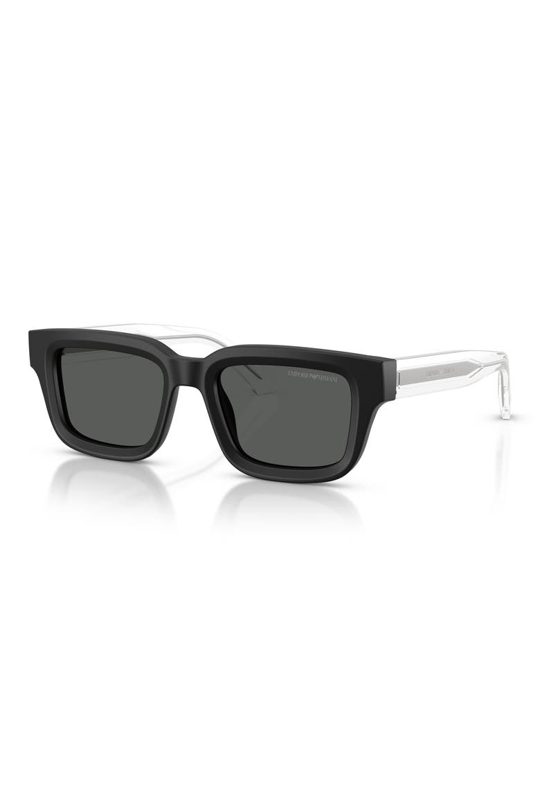 51mm Rectangle Sunglasses, Alternate, color, MATTE BLACK / DARK GREY