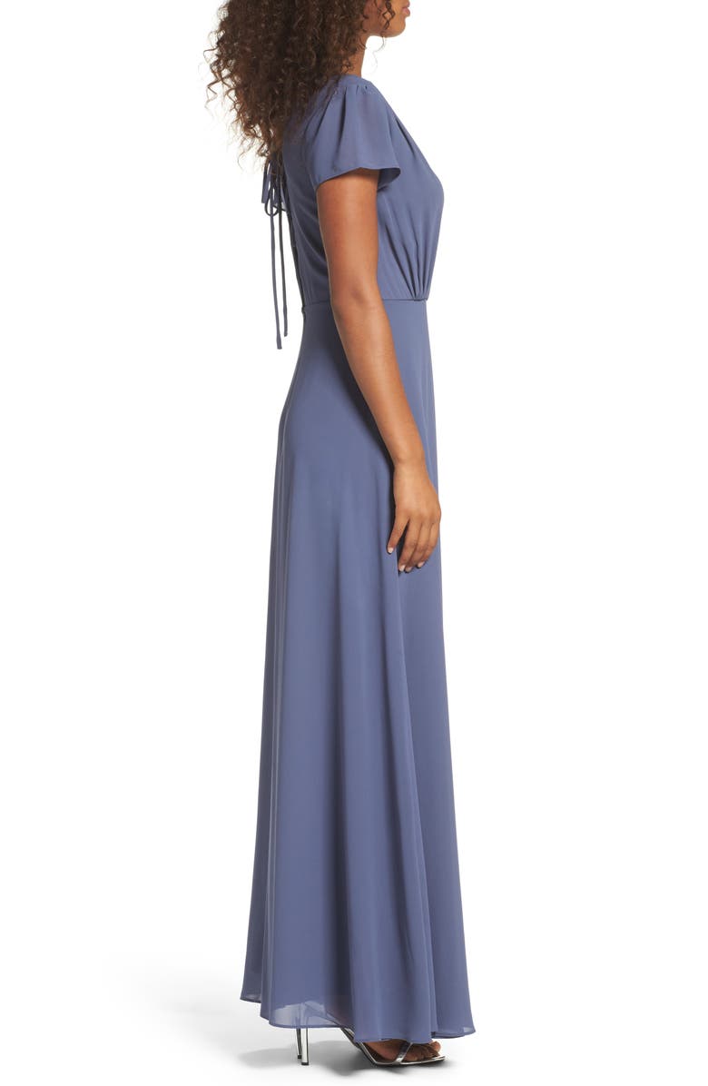 Lulus Lace-Up Back Chiffon Gown, Alternate, color, 
