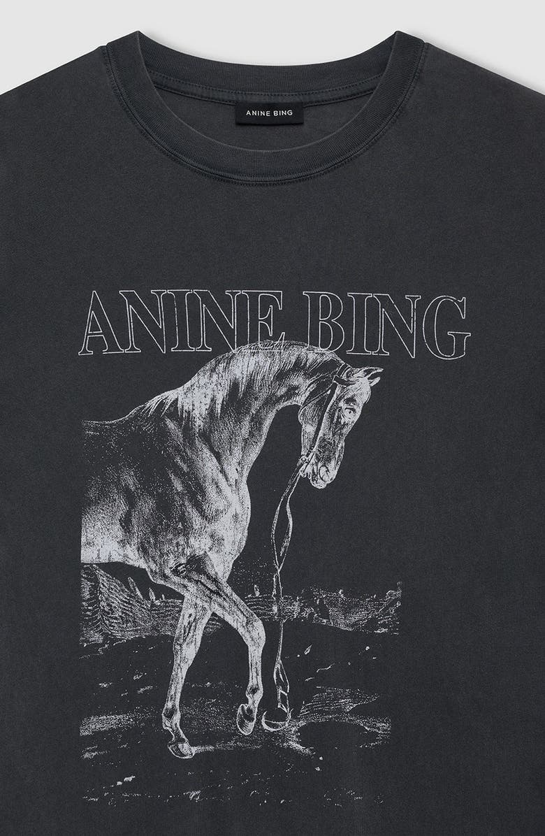ANINE BING Lili Horse Tee, Alternate, color, Washed Black