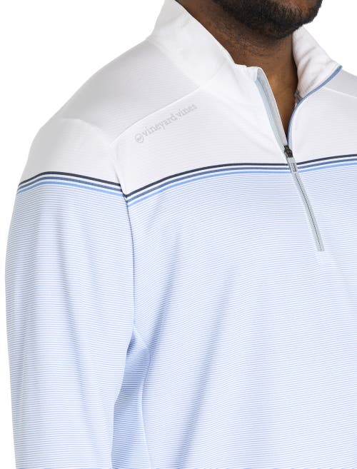 Vineyard Vines Sankaty Stripe Half-zip Performance Pullover In Blue