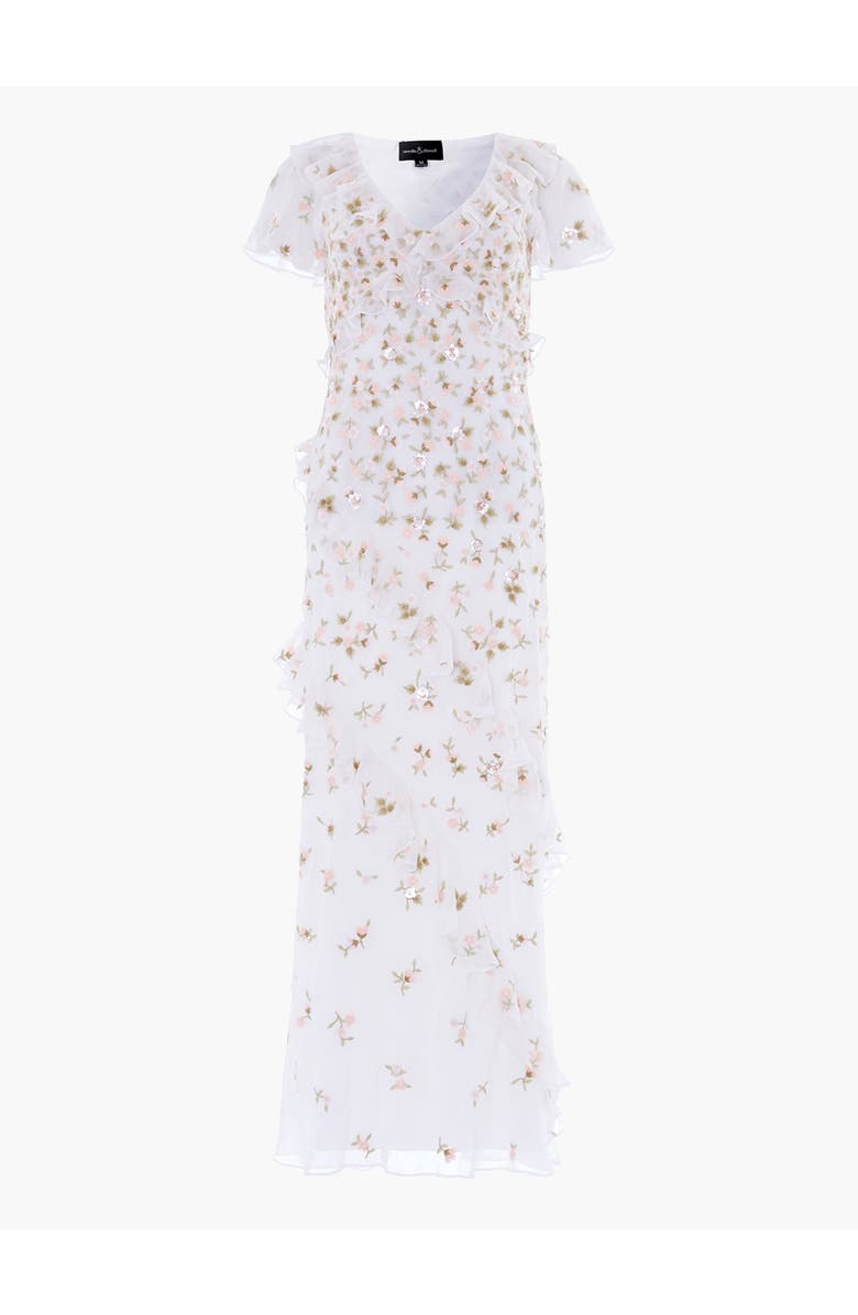 Needle & Thread Meadow Ditsy Georgette Gown, Alternate, color, Swan White/Peach