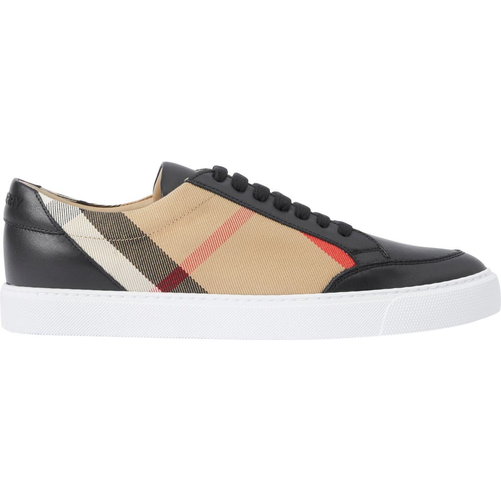 Burberry Check Leather Sneakers In Neutral