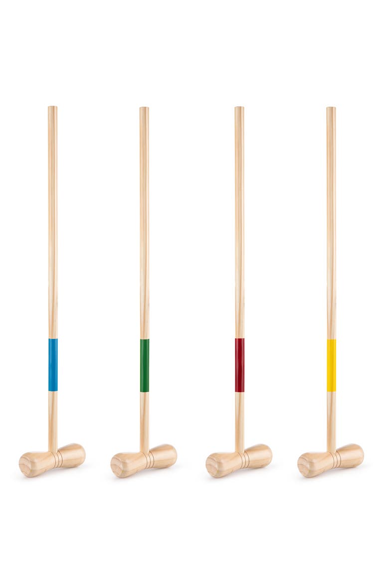 Croquet Set Wood Mallets Balls Travel Bag Family Age 3+, Alternate, color, Multicolored