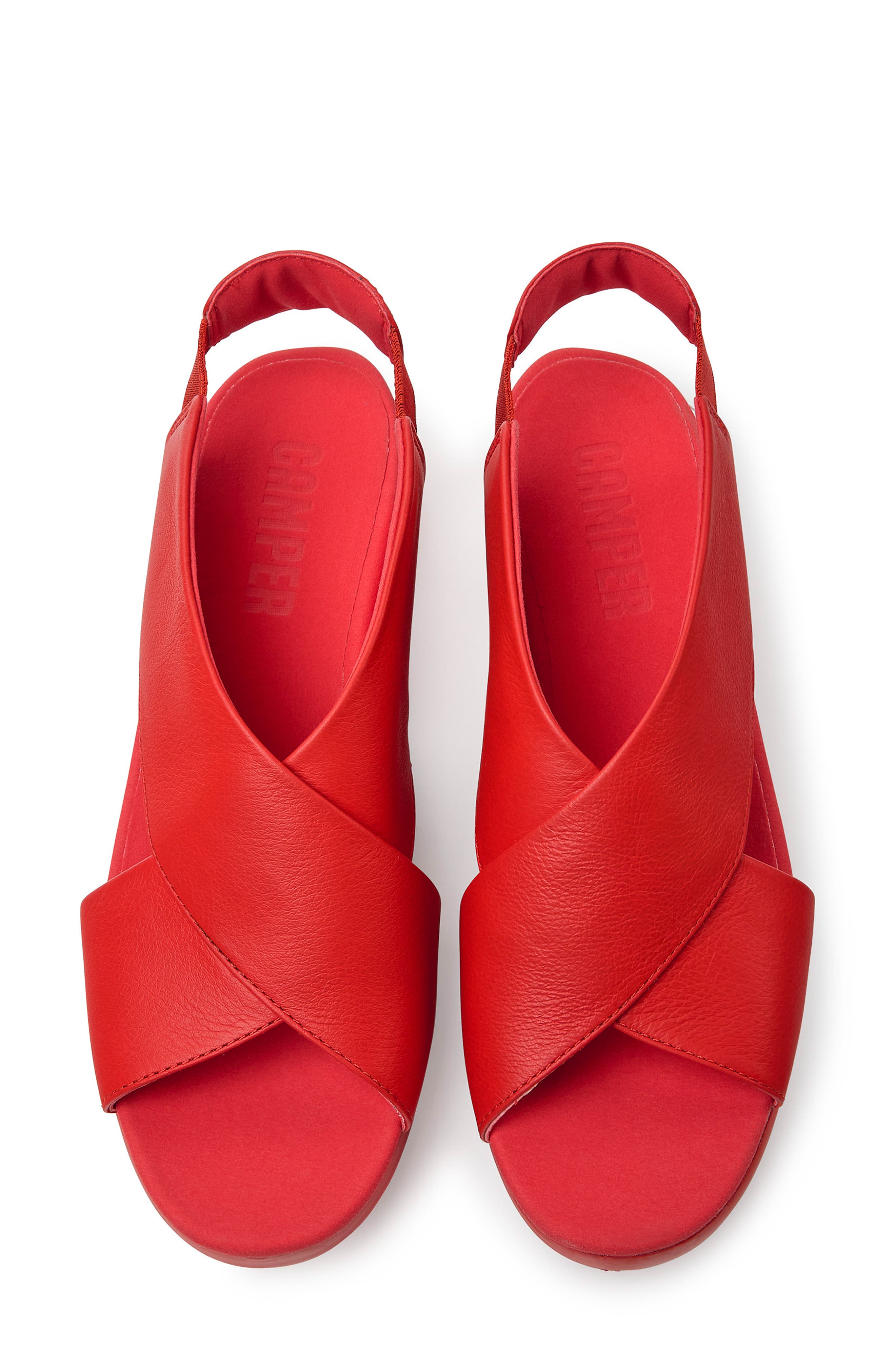Camper Balloon Slingback Wedge Sandal, Alternate, color, Bright Red