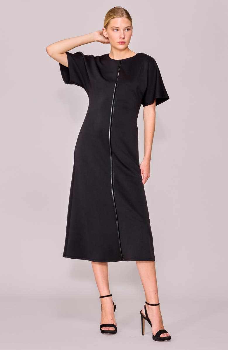 MELLODAY Luxe Keyhole Cutout Fit & Flare Dress, Alternate, color, Black