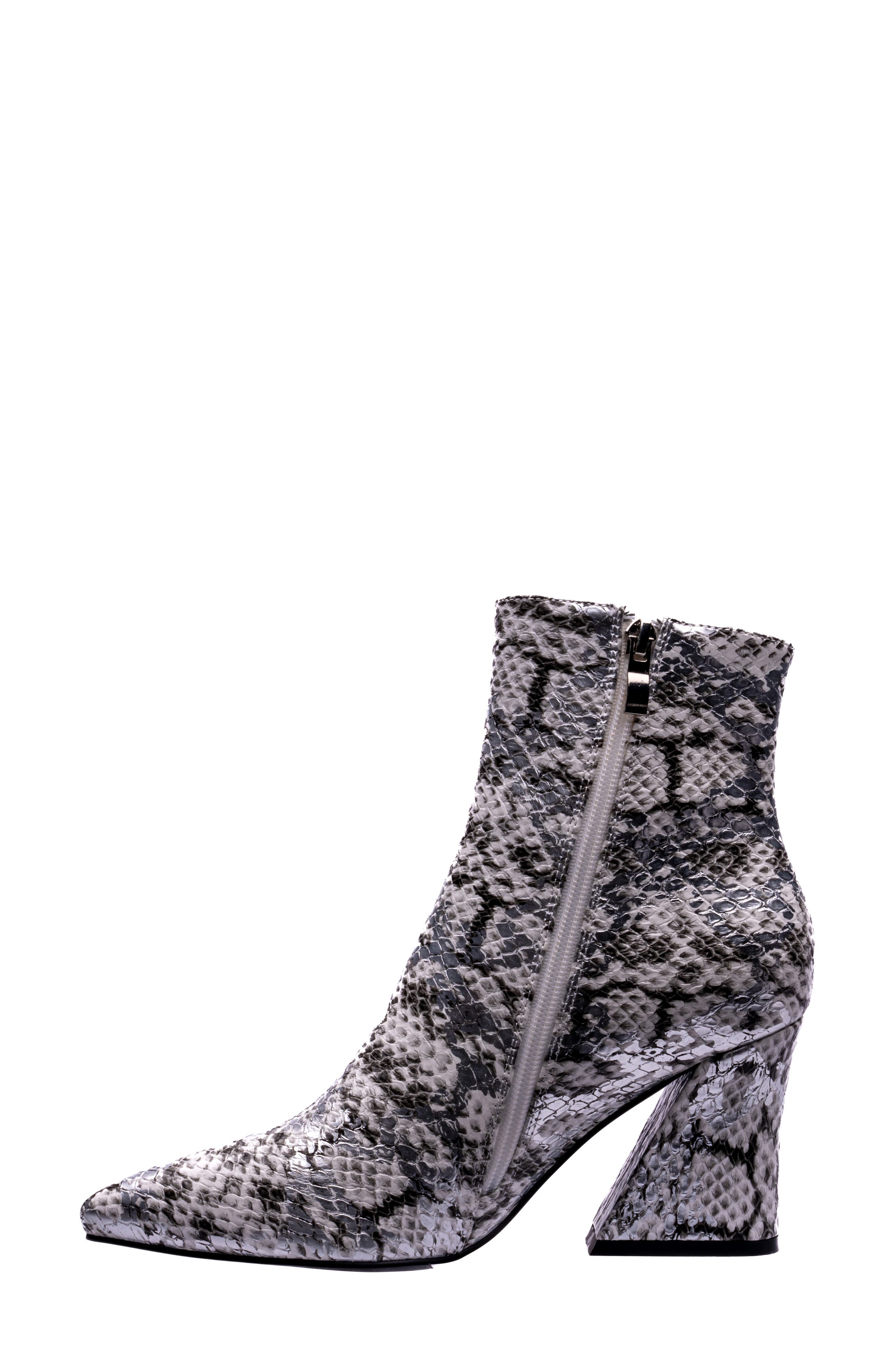 NINETY UNION Classic Block Heel Bootie, Alternate, color, Silver Snake