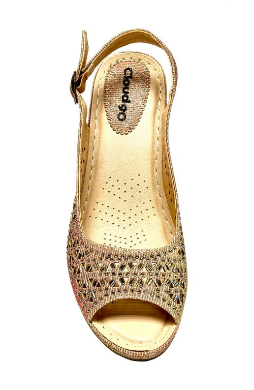 Ninety Union Anita Crystal Embellished Slingback Wedge Sandal In Champagne